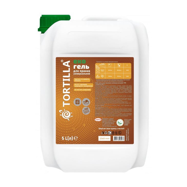 Екогель для прання Tortilla універсальний, 100 циклів прання, 5 л